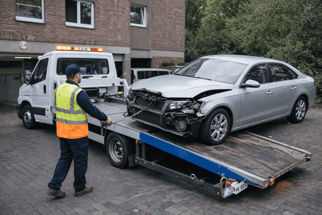 Abholung und Verladung bei der Autoverwertung Neuss
